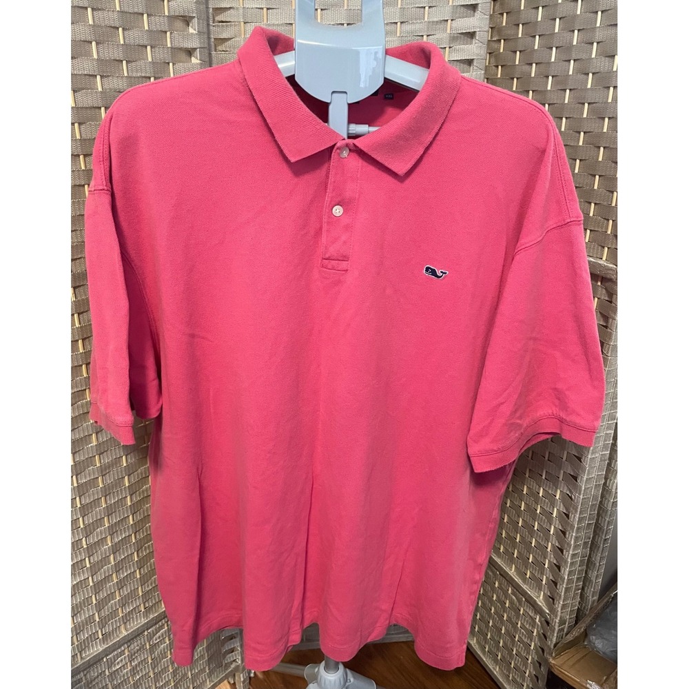 Vineyard Vines Mens XXL Pink Cotton Pique Short Sleeve Whale Logo Polo Shirt